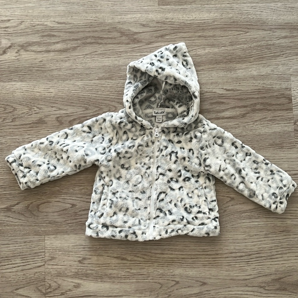 Splendid Baby Girl Fleece Leopard Print Hooded Jacket Size 6-12 Month - LIKE NEW